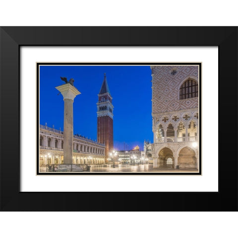 Italy-Venice San Marco Piazza at dawn Black Modern Wood Framed Art Print with Double Matting by Tilley, Rob