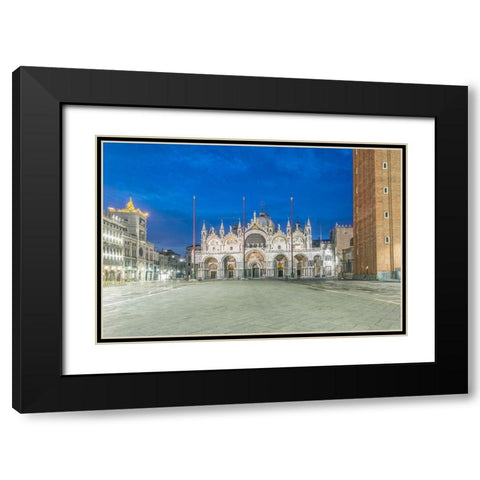 Italy-Venice St Marks Basilica built in the 11th century at dawn Black Modern Wood Framed Art Print with Double Matting by Tilley, Rob
