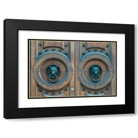 Italy-Verona Door Knockers Black Modern Wood Framed Art Print with Double Matting by Tilley, Rob