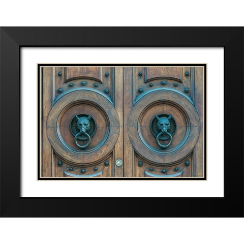 Italy-Verona Door Knockers Black Modern Wood Framed Art Print with Double Matting by Tilley, Rob