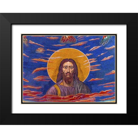 Jesus mosaic Basilica di San Giovanni in Laterano-Rome-Italy Built 324 by Emperor Constantine Black Modern Wood Framed Art Print with Double Matting by Perry, William