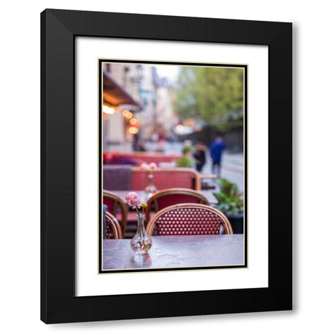 Sweden-Stockholm-Gamla Stan-Old Town-cafe tables Black Modern Wood Framed Art Print with Double Matting by Bibikow, Walter