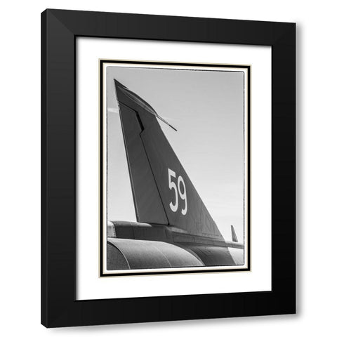 Sweden-Southeastern Sweden-Nykoping-F11 reconnaissance aircraft-F11 Museum-tail fin Black Modern Wood Framed Art Print with Double Matting by Bibikow, Walter