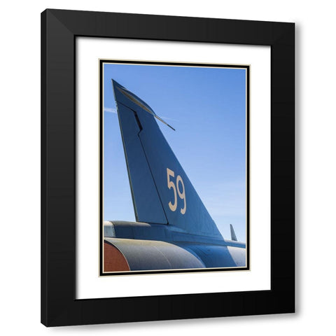 Sweden-Southeastern Sweden-Nykoping-F11 reconnaissance aircraft-F11 Museum-tail fin Black Modern Wood Framed Art Print with Double Matting by Bibikow, Walter