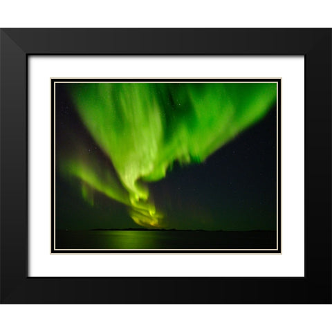 Northern lights over the fjord Nuup Kangerlua Danish Territory Black Modern Wood Framed Art Print with Double Matting by Zwick, Martin