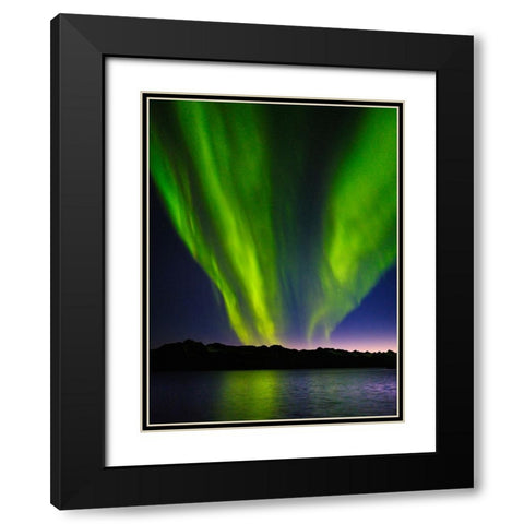 Northern lights over Angmagssalik Fjord-Greenland- Danish Territory Black Modern Wood Framed Art Print with Double Matting by Zwick, Martin
