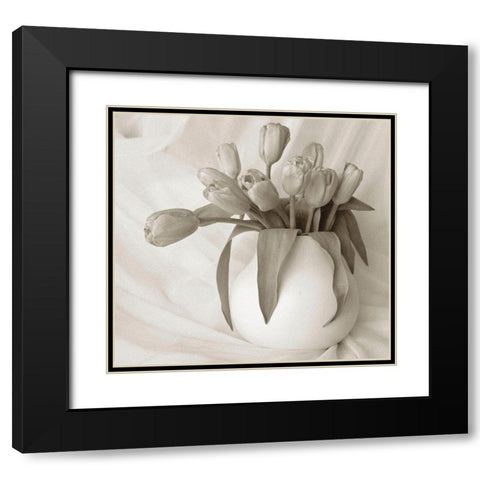 Sepia tone Tulips Black Modern Wood Framed Art Print with Double Matting by Miller, Anna