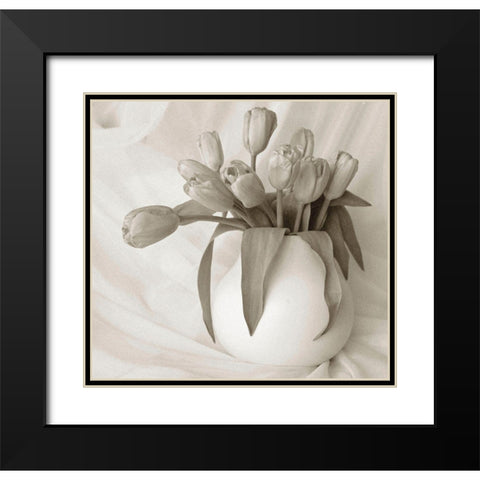 Sepia tone Tulips Black Modern Wood Framed Art Print with Double Matting by Miller, Anna