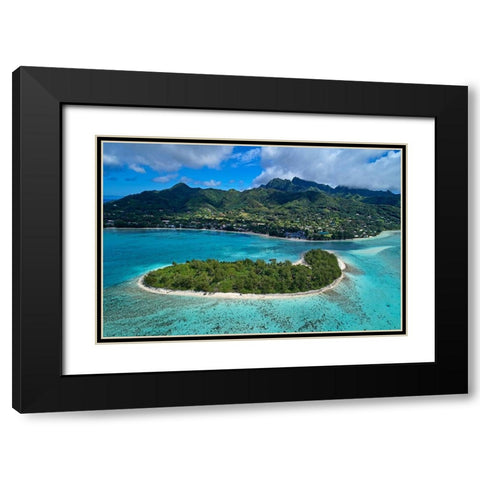 Koromiri Island-Muri Lagoon-Rarotonga-Cook Islands-South Pacific Black Modern Wood Framed Art Print with Double Matting by Wall, David