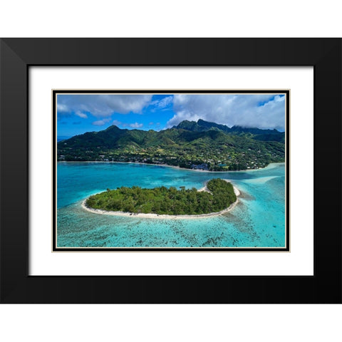 Koromiri Island-Muri Lagoon-Rarotonga-Cook Islands-South Pacific Black Modern Wood Framed Art Print with Double Matting by Wall, David