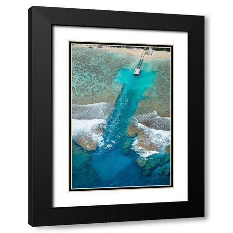 Channel in the reef-Akaoa Tapere-Rarotonga-Cook Islands-South Pacific Black Modern Wood Framed Art Print with Double Matting by Wall, David