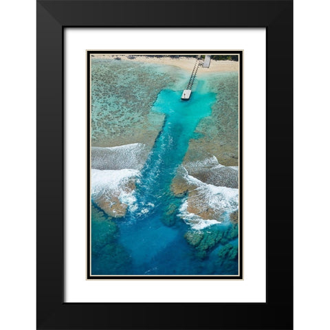 Channel in the reef-Akaoa Tapere-Rarotonga-Cook Islands-South Pacific Black Modern Wood Framed Art Print with Double Matting by Wall, David
