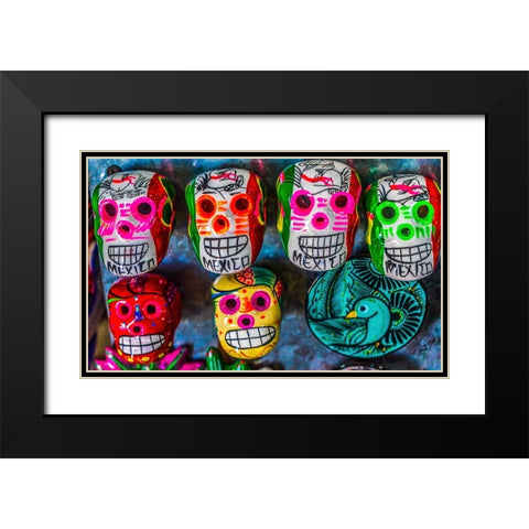 Colorful Mexican magnets-Day of the Dead handicrafts-Los Cabos-Cabo San Lucas-Mexico Black Modern Wood Framed Art Print with Double Matting by Perry, William