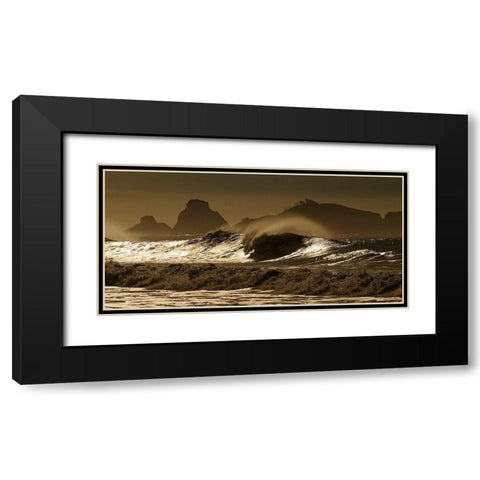 Crashing waves in the Pacific Ocean off northern California Black Modern Wood Framed Art Print with Double Matting by SMO