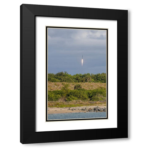 USA-Florida-Port Canaveral-A Space X rocket being launched from Cape Canaveral Black Modern Wood Framed Art Print with Double Matting by Looney, Hollice
