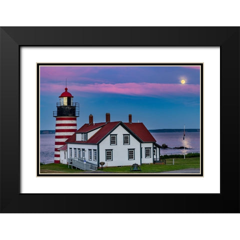 West Quoddy Head Lighthouse is the easternmost point in USA near Lubec-Maine-USA Black Modern Wood Framed Art Print with Double Matting by Haney, Chuck