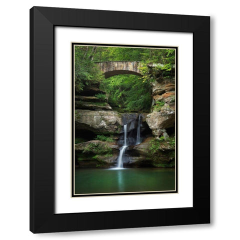 Old Mans Cave Upper Falls-Hocking Hills State Park-Ohio Black Modern Wood Framed Art Print with Double Matting by Majchrowicz, Alan