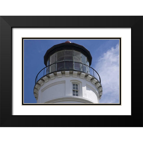 OR, Winchester Bay Umpqua River Lighthouse Black Modern Wood Framed Art Print with Double Matting by Kaveney, Wendy