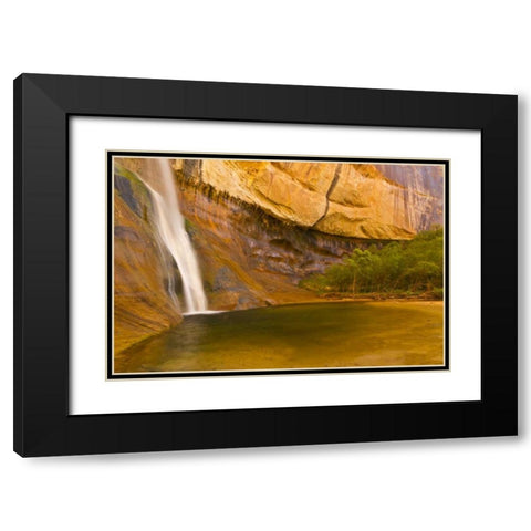 UT, Lower Calf Creek Falls Waterfall into pool Black Modern Wood Framed Art Print with Double Matting by Illg, Cathy and Gordon