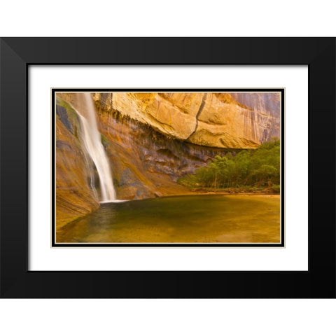 UT, Lower Calf Creek Falls Waterfall into pool Black Modern Wood Framed Art Print with Double Matting by Illg, Cathy and Gordon