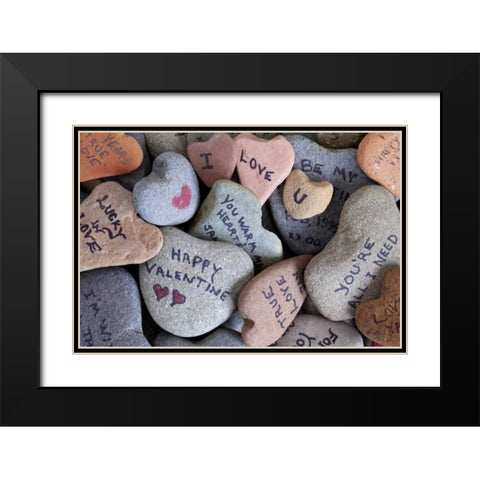 WA, Heart Rock collection with Valentine sayings Black Modern Wood Framed Art Print with Double Matting by Paulson, Don