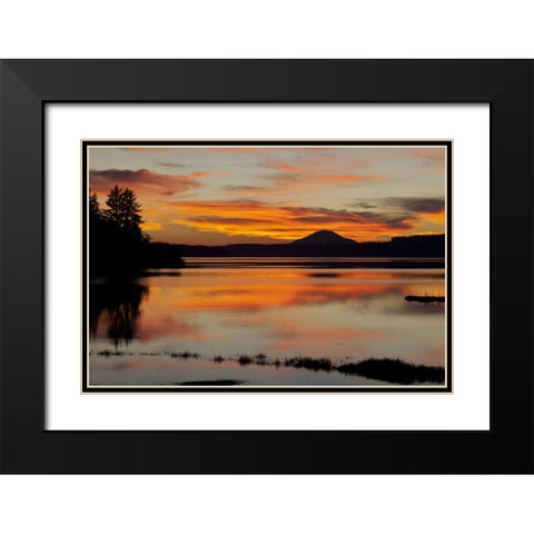 USA, Washington Sunset on Lake Quinault Black Modern Wood Framed Art Print with Double Matting by Paulson, Don