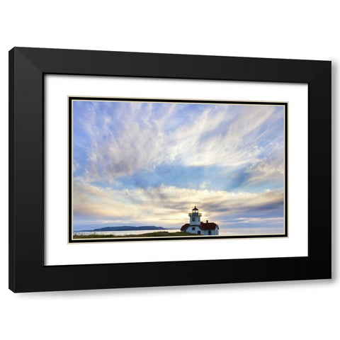 Washington Sunset on Patos Island Lighthouse Black Modern Wood Framed Art Print with Double Matting by Paulson, Don