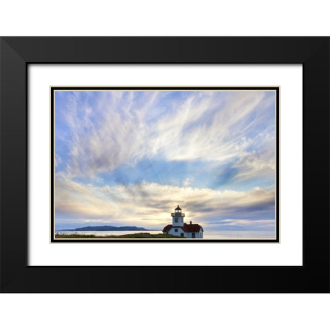 Washington Sunset on Patos Island Lighthouse Black Modern Wood Framed Art Print with Double Matting by Paulson, Don