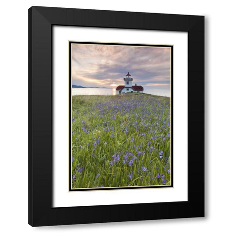 Washington Sunset on Patos Island Lighthouse Black Modern Wood Framed Art Print with Double Matting by Paulson, Don