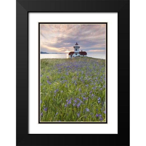 Washington Sunset on Patos Island Lighthouse Black Modern Wood Framed Art Print with Double Matting by Paulson, Don