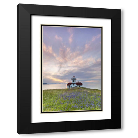 Washington Sunset on Patos Island Lighthouse Black Modern Wood Framed Art Print with Double Matting by Paulson, Don