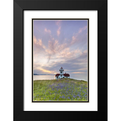 Washington Sunset on Patos Island Lighthouse Black Modern Wood Framed Art Print with Double Matting by Paulson, Don