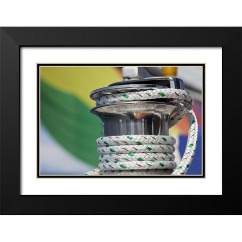 WA, San Juans Sailboat winch with coiled rope Black Modern Wood Framed Art Print with Double Matting by Paulson, Don