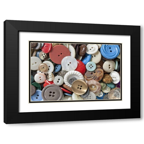 WA, Seabeck Assortment of buttons for mending Black Modern Wood Framed Art Print with Double Matting by Paulson, Don