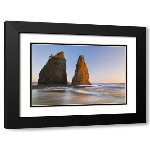 WA, Olympic NP Sunset on Rialto Beach Black Modern Wood Framed Art Print with Double Matting by Paulson, Don
