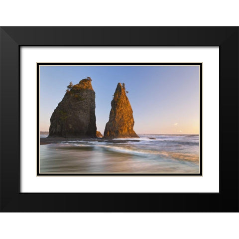 WA, Olympic NP Sunset on Rialto Beach Black Modern Wood Framed Art Print with Double Matting by Paulson, Don