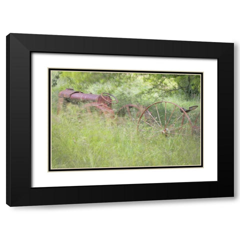 WA, Seabeck Rusty old tractor in grasses Black Modern Wood Framed Art Print with Double Matting by Paulson, Don
