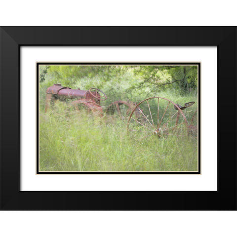 WA, Seabeck Rusty old tractor in grasses Black Modern Wood Framed Art Print with Double Matting by Paulson, Don