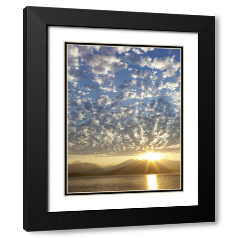 WA, Seabeck, Olympic Mts Sunset over Hood Canal Black Modern Wood Framed Art Print with Double Matting by Paulson, Don