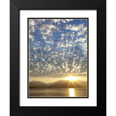WA, Seabeck, Olympic Mts Sunset over Hood Canal Black Modern Wood Framed Art Print with Double Matting by Paulson, Don