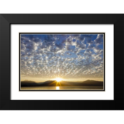 WA, Seabeck, Olympic Mts Sunset over Hood Canal Black Modern Wood Framed Art Print with Double Matting by Paulson, Don