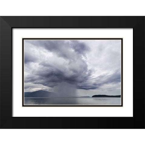 Washington, Seabeck Rainstorm over Hood Canal Black Modern Wood Framed Art Print with Double Matting by Paulson, Don
