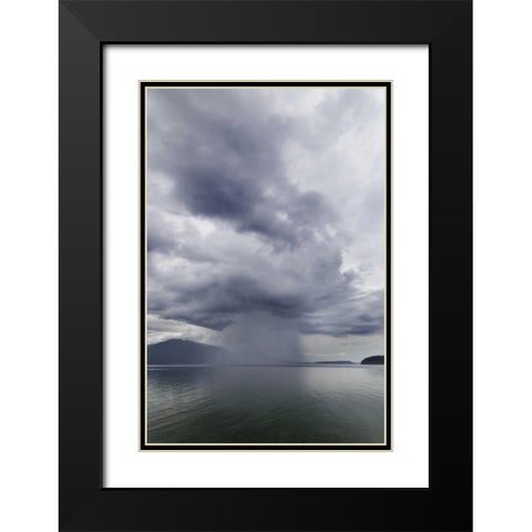 Washington, Seabeck Rainstorm over Hood Canal Black Modern Wood Framed Art Print with Double Matting by Paulson, Don
