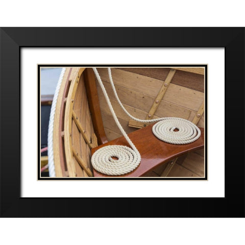 WA, Bainbridge Island, Coiled line in wooden boat Black Modern Wood Framed Art Print with Double Matting by Paulson, Don
