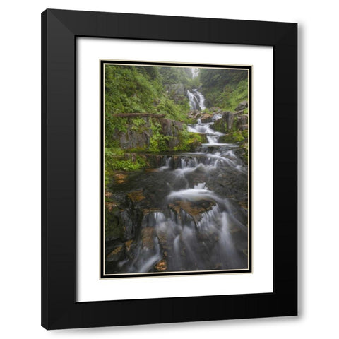 WA, Mount Rainier NP Cascades on Sunbeam Creek Black Modern Wood Framed Art Print with Double Matting by Paulson, Don