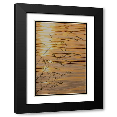 Washington Sunset on water and grasses Black Modern Wood Framed Art Print with Double Matting by Paulson, Don