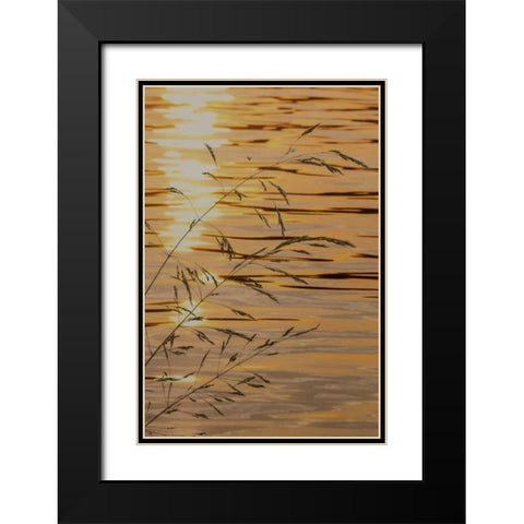 Washington Sunset on water and grasses Black Modern Wood Framed Art Print with Double Matting by Paulson, Don