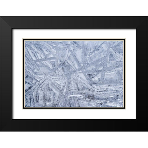 USA, Washington State, Seabeck Patterns on ice Black Modern Wood Framed Art Print with Double Matting by Paulson, Don