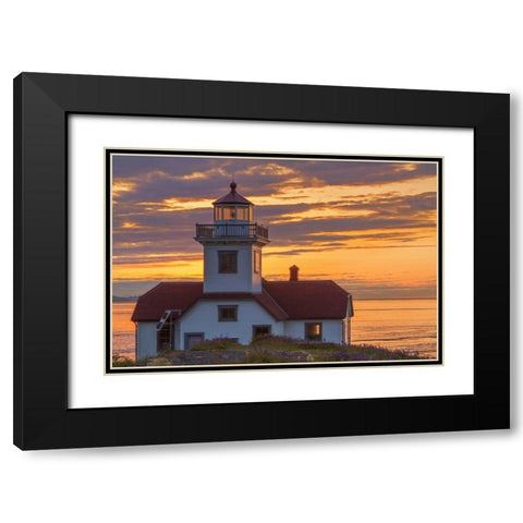 Washington, San Juan Islands Patos Lighthouse Black Modern Wood Framed Art Print with Double Matting by Paulson, Don
