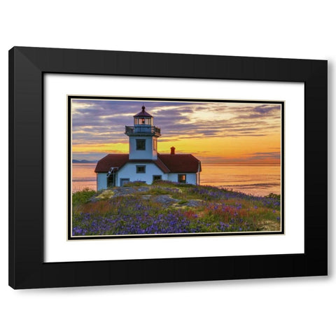 Washington, San Juan Islands Patos Lighthouse Black Modern Wood Framed Art Print with Double Matting by Paulson, Don